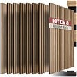 TECTAKE - Lot de 8 panneaux acoustiques muraux 120 x 60 cm placage en bois véritable marron chêne 3d feutre insonorisant découpables - vignette