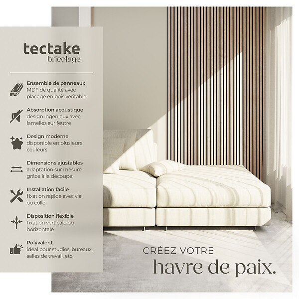 TECTAKE - Panneaux acoustiques Sonic Wall IV aspect bois Chêne clair - large