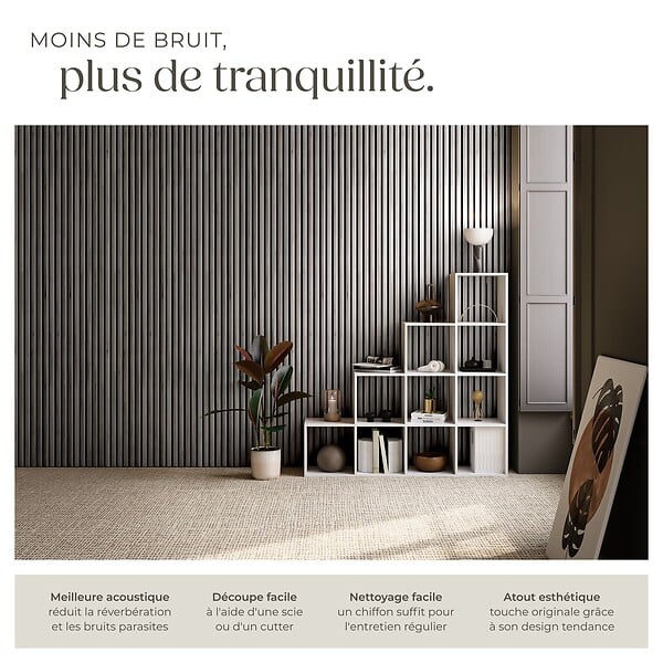 TECTAKE - Panneaux acoustiques Sonic Wall IV aspect bois chêne gris clair - large