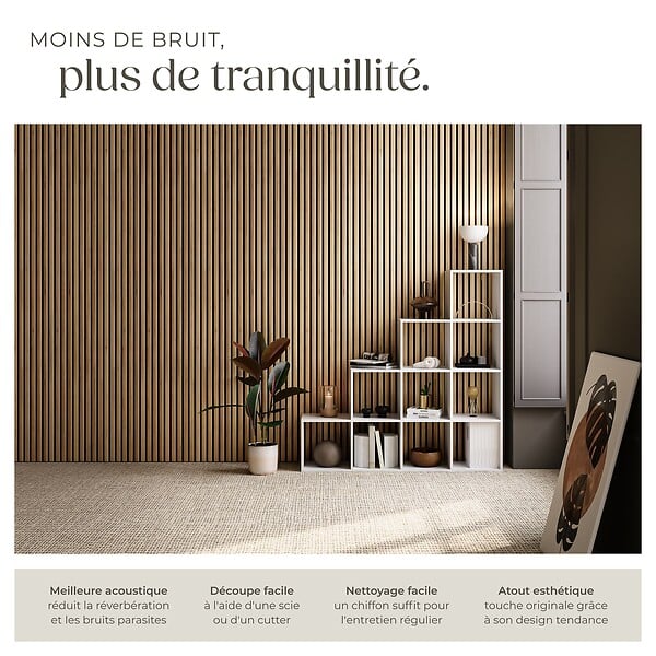TECTAKE - Panneaux acoustiques Sonic Wall IV aspect bois marron chêne - large
