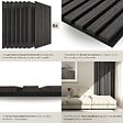 TECTAKE - Lot de 8 panneaux acoustiques 3d en placage en bois véritable chêne noir feutre insonorisant découpables 120 x 60 cm - vignette