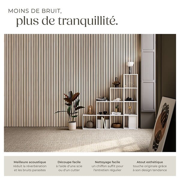 TECTAKE - Panneaux acoustiques Sonic Wall IV aspect bois Chêne clair - large