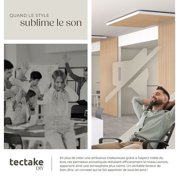 TECTAKE - Panneaux acoustiques Sonic Wall IV aspect bois Chêne clair - large