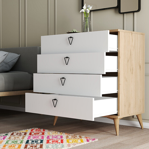HABITAT ET JARDIN - Commode en bois "Versa-Ce" - 80 x 45 x 90 cm - Blanc - large