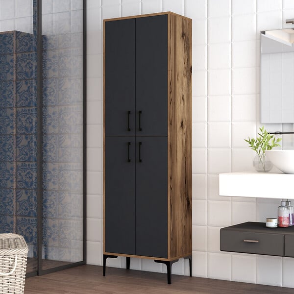 HABITAT ET JARDIN - Meuble multi-usages en bois "Berlin A" - 60 x 35 x 200 cm - NoyerAnthracite - large