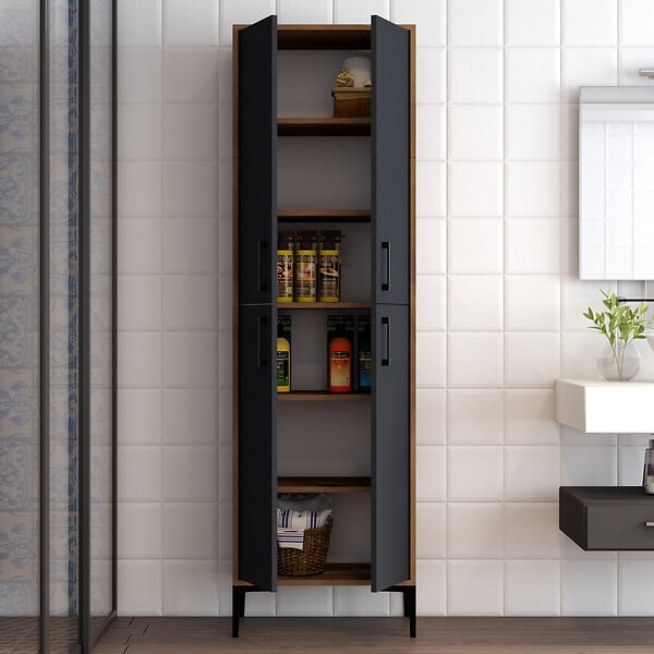 HABITAT ET JARDIN - Meuble multi-usages en bois "Berlin A" - 60 x 35 x 200 cm - NoyerAnthracite - large
