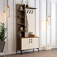 HABITAT ET JARDIN - Meuble d'Entrée en bois "Viyana D" - 35 x 90 x 200 cm - Noyer, Crème - vignette