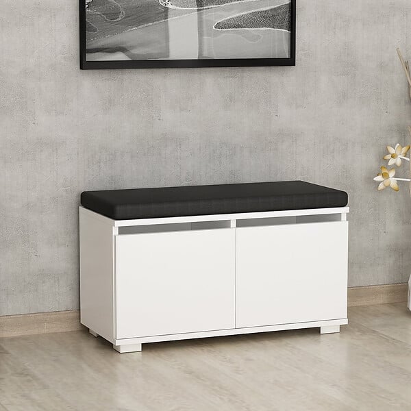 HABITAT ET JARDIN - Meuble à chaussures en bois "Drago" - 80 x 35 x 42 cm - Blanc - large