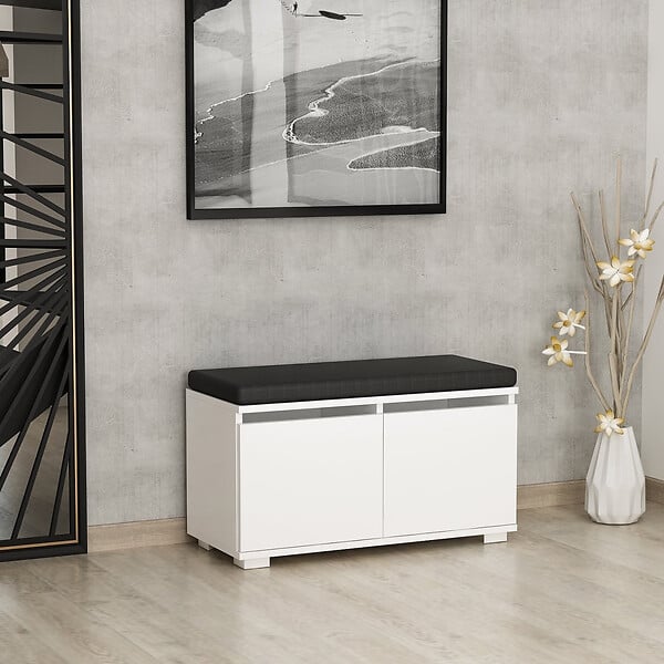HABITAT ET JARDIN - Meuble à chaussures en bois "Drago" - 80 x 35 x 42 cm - Blanc - large