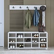 HABITAT ET JARDIN - Meuble à chaussures avec porte manteau en bois "Talu" - 120 x 30 x 52 cm - Blanc - vignette