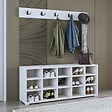 HABITAT ET JARDIN - Meuble à chaussures avec porte manteau en bois "Talu" - 120 x 30 x 52 cm - Blanc - vignette