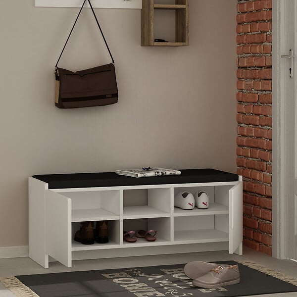 HABITAT ET JARDIN - Meuble à chaussures en bois "Zulla" - 110 x 37 x 43 cm - Blanc - large