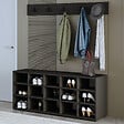 HABITAT ET JARDIN - Meuble à chaussures avec porte manteau en bois "Talu" - 120 x 30 x 52 cm - Gris anthracite - vignette