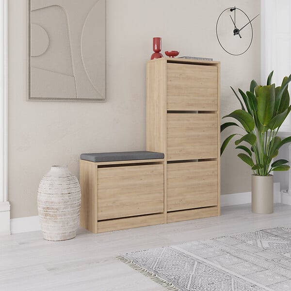 HABITAT ET JARDIN - Meuble à chaussures en bois "Dude" - 105 x 26 x 118 cm - Marron - large