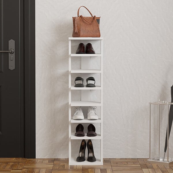 HABITAT ET JARDIN - Meuble à chaussures en bois "Ayka" - 30 x 30 x 110 cm - Blanc - large