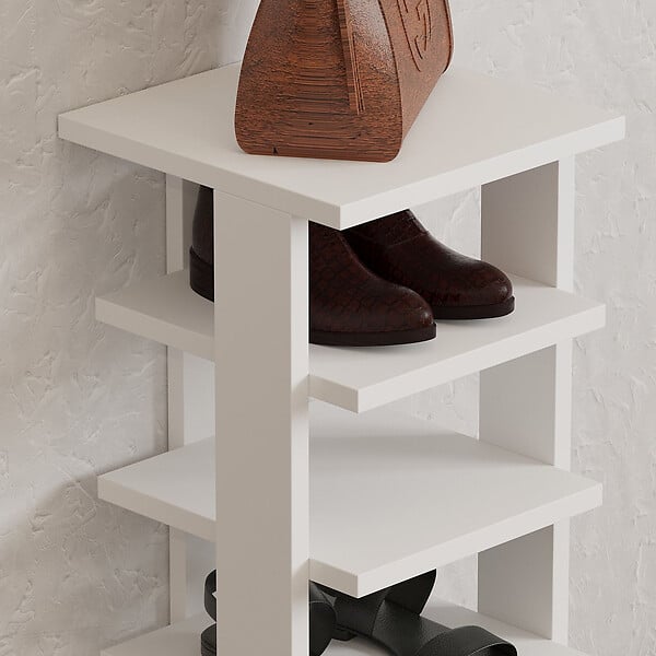 HABITAT ET JARDIN - Meuble à chaussures en bois "Ayka" - 30 x 30 x 110 cm - Blanc - large