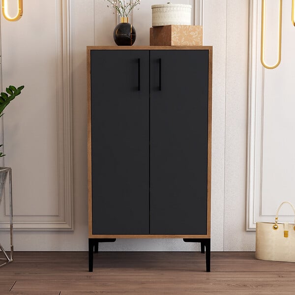 HABITAT ET JARDIN - Meuble à chaussures en bois "Prag" - 60 x 35 x 111 cm - Gris anthracite - large