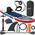 TECTAKE - Planche de stand up paddle gonflable avec support pour appareil photo siège de kayak antidérapant rouge et bleu 288 x 77 x 22,5 cm jusqu'à 200 kg - vignette