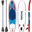 TECTAKE - Planche de stand up paddle gonflable avec support pour appareil photo siège de kayak antidérapant rouge et bleu 288 x 77 x 22,5 cm jusqu'à 200 kg - vignette