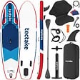 TECTAKE - Planche de stand up paddle gonflable avec support pour appareil photo siège de kayak antidérapant rouge et bleu 288 x 77 x 22,5 cm jusqu'à 200 kg - vignette