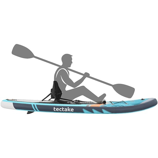 TECTAKE - Planche stand up paddle gonflable avec support appareil photo siège kayak antidérapant turquoise 288x77x22,5 cm - large