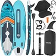 TECTAKE - Planche stand up paddle gonflable avec support appareil photo siège kayak antidérapant turquoise 288x77x22,5 cm - vignette