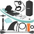 TECTAKE - Planche de stand up paddle gonflable avec support pour appareil photo siège de kayak antidérapant jusqu'à 200 kg blanc turquoise 288 x 77 x 22,5 cm - vignette
