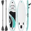 TECTAKE - Planche de stand up paddle gonflable avec support pour appareil photo siège de kayak antidérapant jusqu'à 200 kg blanc turquoise 288 x 77 x 22,5 cm - vignette