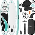 TECTAKE - Planche de stand up paddle gonflable avec support pour appareil photo siège de kayak antidérapant jusqu'à 200 kg blanc turquoise 288 x 77 x 22,5 cm - vignette