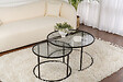 HABITAT ET JARDIN - Lot de 2 tables basses en métal "Aurum" - 80 x 80 x 43 cm - Noir Gris - vignette