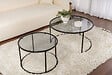 HABITAT ET JARDIN - Lot de 2 tables basses en métal "Aurum" - 80 x 80 x 43 cm - Noir Gris - vignette