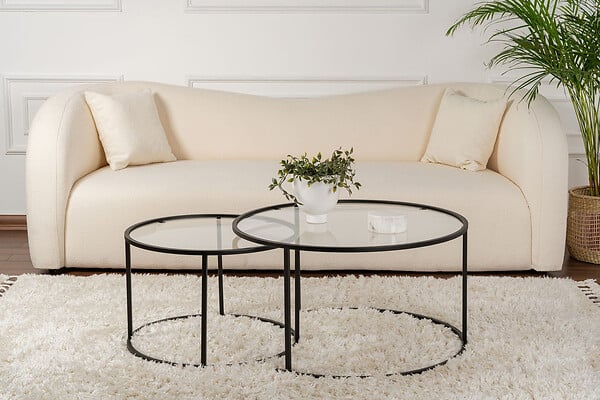 HABITAT ET JARDIN - Lot de 2 tables basses en métal "Aurum" - 80 x 80 x 43 cm - Noir Transparent - large