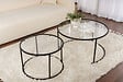 HABITAT ET JARDIN - Lot de 2 tables basses en métal "Aurum" - 80 x 80 x 43 cm - Noir Transparent - vignette