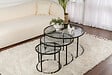 HABITAT ET JARDIN - Lot de 3 tables basses en métal "Aurum" -  80 x 80 x 43 cm - Noir Gris - vignette
