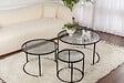 HABITAT ET JARDIN - Lot de 3 tables basses en métal "Aurum" -  80 x 80 x 43 cm - Noir Gris - vignette