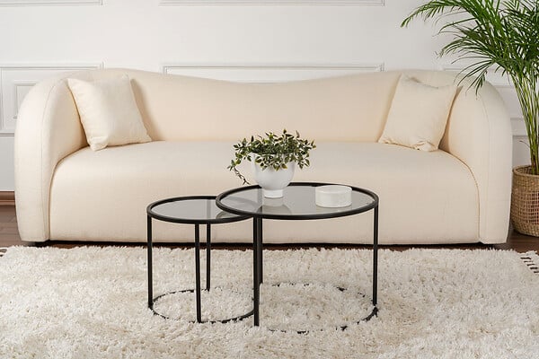 HABITAT ET JARDIN - Lot de 2 tables basses en métal "Aurum" - 60 x 60 x 43 cm - Noir Gris - large