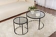 HABITAT ET JARDIN - Lot de 2 tables basses en métal "Aurum" - 60 x 60 x 43 cm - Noir Gris - vignette