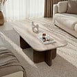 HABITAT ET JARDIN - Table basse en bois "Akira" - 120 x 60 x 41 cm - Travertin - vignette
