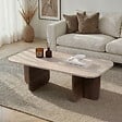 HABITAT ET JARDIN - Table basse en bois "Akira" - 120 x 60 x 41 cm - Travertin - vignette