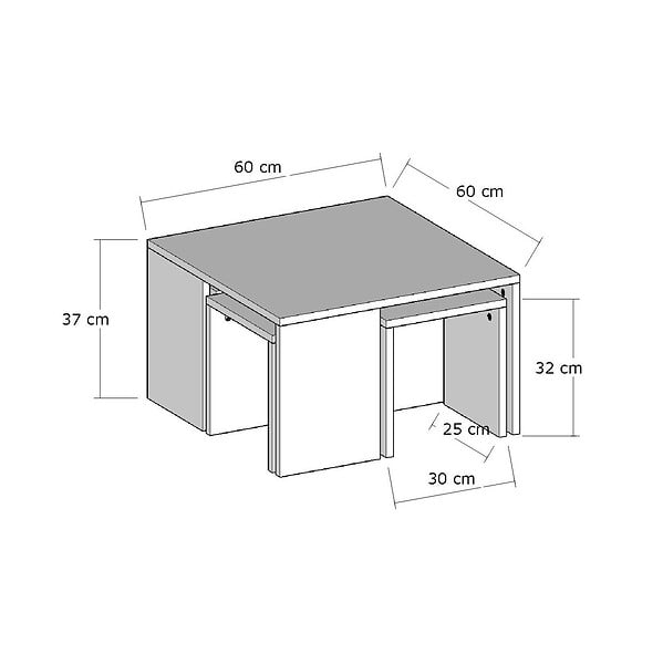 HABITAT ET JARDIN - Ensemble de tables basses en bois "Ortanca" - 60 x 60 x 37 cm - Chêne Saphir - large