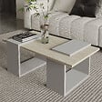 HABITAT ET JARDIN - Table basse en bois "Matris" - 90 x 46 x 37 cm - Travertin - vignette