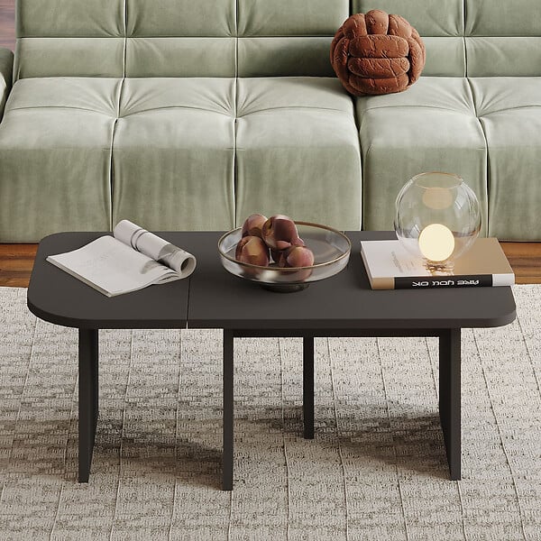 HABITAT ET JARDIN - Ensemble tables basses en bois "Iris" - 90 x 45 x 35 cm - Gris anthracite - large