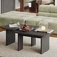 HABITAT ET JARDIN - Ensemble tables basses en bois "Iris" - 90 x 45 x 35 cm - Gris anthracite - vignette