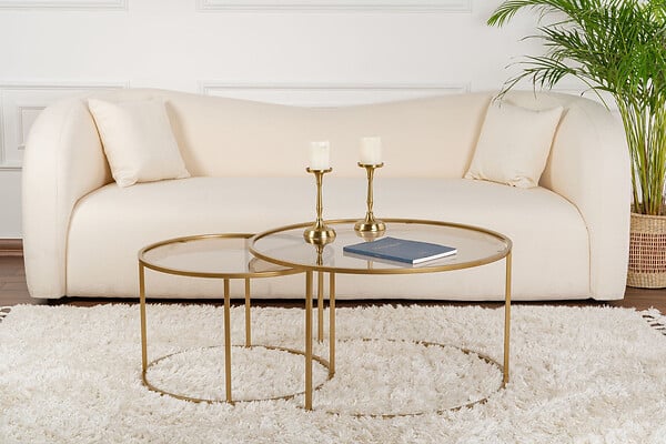 HABITAT ET JARDIN - Lot de 2 tables basses en métal "Aurum" - 80 x 80 x 43 cm - Or Bronze - large