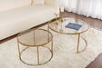 HABITAT ET JARDIN - Lot de 2 tables basses en métal "Aurum" - 80 x 80 x 43 cm - Or Bronze - vignette