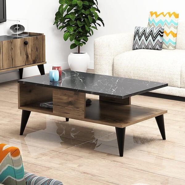 HABITAT ET JARDIN - Table basse en bois "Lidya" - 90 x 54 x 39 cm - Marron - large