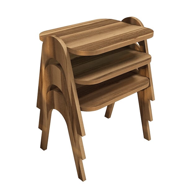 HABITAT ET JARDIN - Lot de 3 tables basses gigognes en bois "Paris" - 48 x 35 x 72 cm - Marron - large