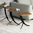 HABITAT ET JARDIN - Lot de 3 tables basses gigognes en bois "Pion" - 45 x 35 x 60 cm - Marron - vignette