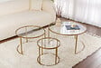 HABITAT ET JARDIN - Lot de 3 tables basses en métal "Aurum" - 80 x 80 x 43 cm - Or Transparent - vignette