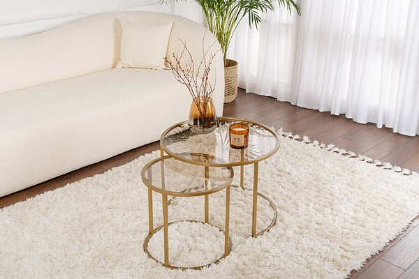 HABITAT ET JARDIN - Ensemble de tables basses en métal "Aurum" - 42 x 42 x 39 cm - Or Bronze - large